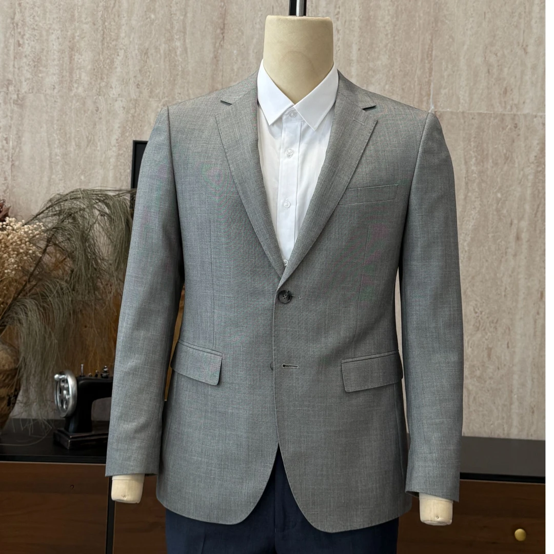 Yi SHANG/弋尚【平驳领】正肩款秋季西服上装休闲商务浅灰色西装