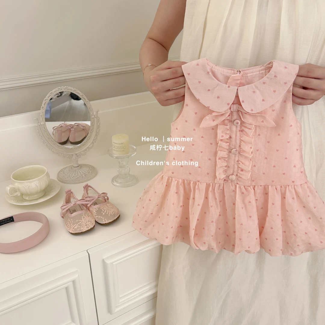 【咸柠七】原创甜心公主！女童背心裙夏季新款儿童爱心公主裙连衣裙