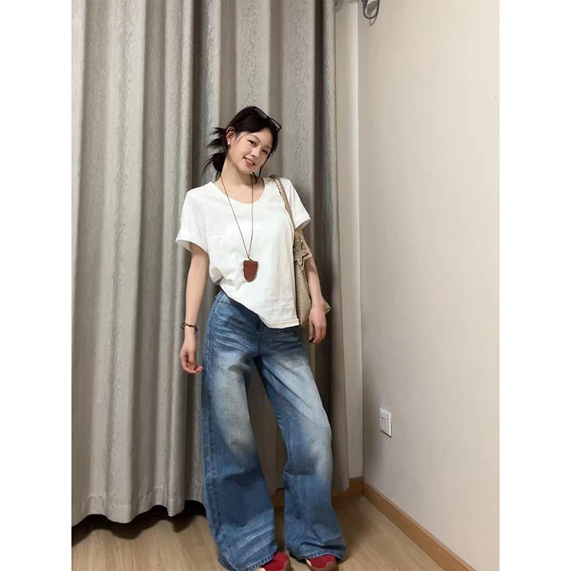 白色v领短袖t恤女2025夏季新款甜辣妹宽松显瘦独特超好看漂亮上衣