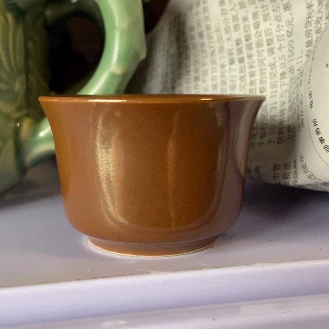 耀州窑福利款紫金釉小杯2只