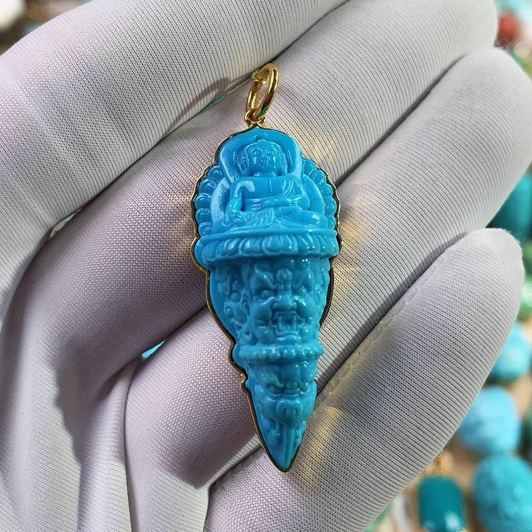 绿松石18K金镶嵌珠宝奇石