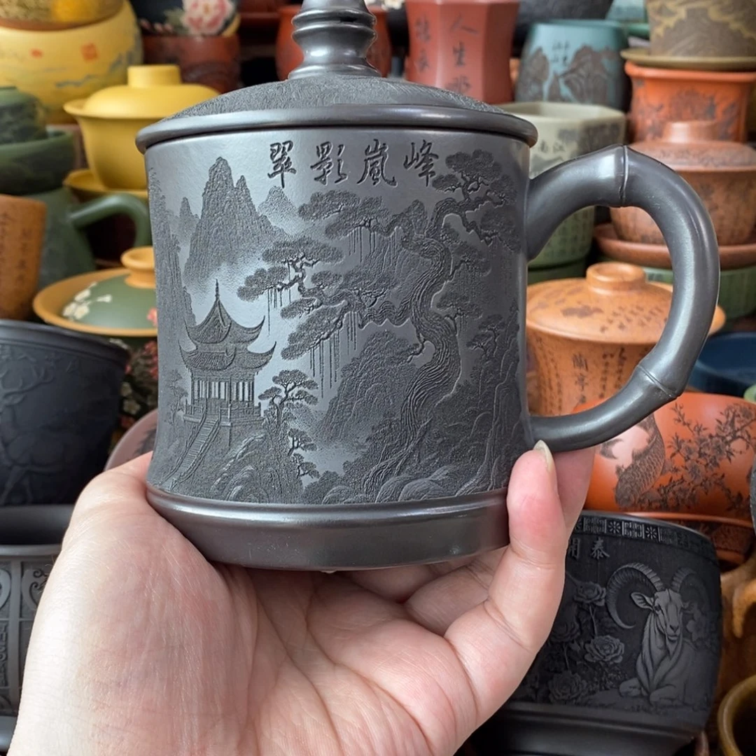 紫砂杯子宜兴全手工紫砂杯