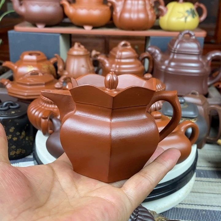 茶壶紫砂六方僧帽160cc原矿赵庄朱泥特价
