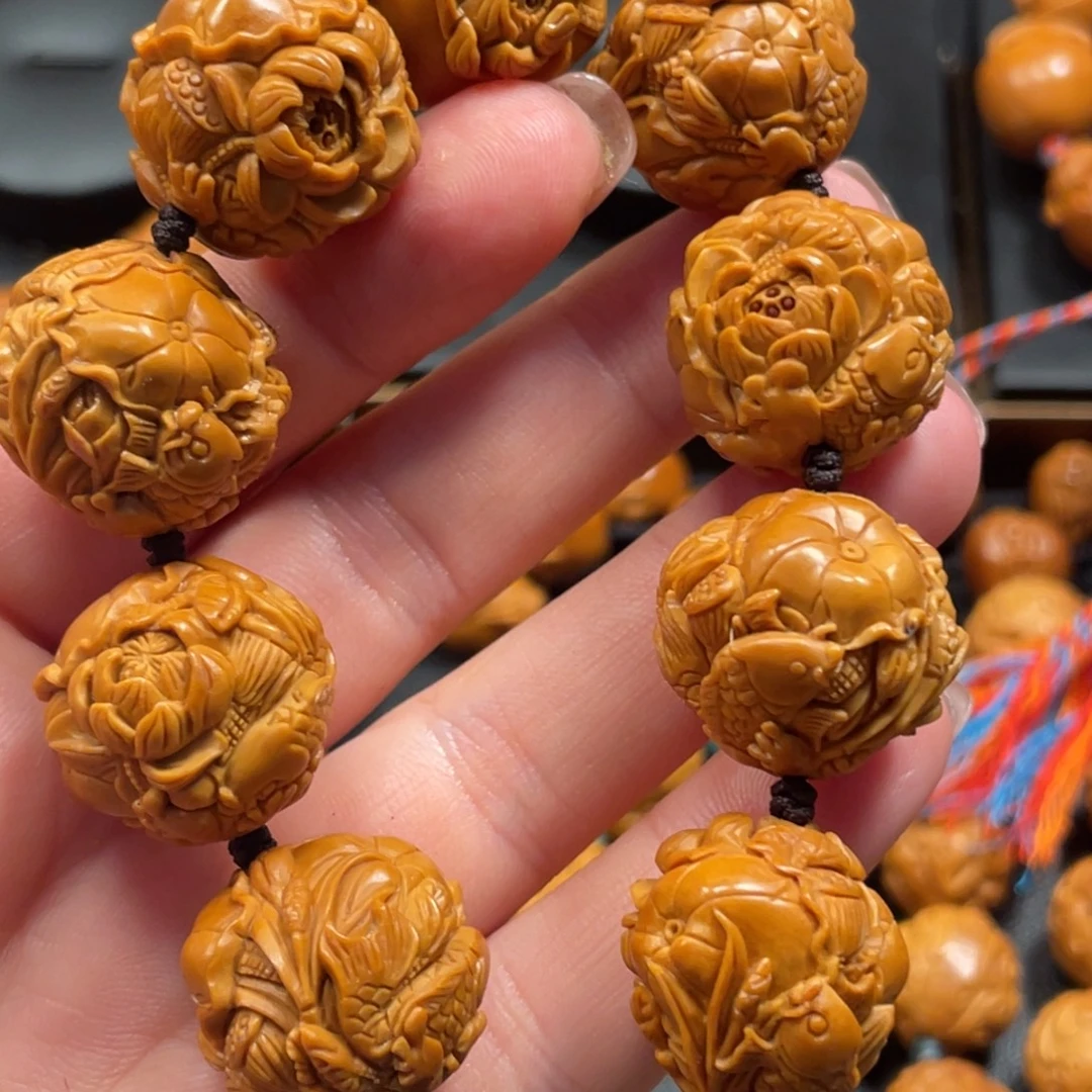 橄榄核手串/手链鲤鱼戏莲花