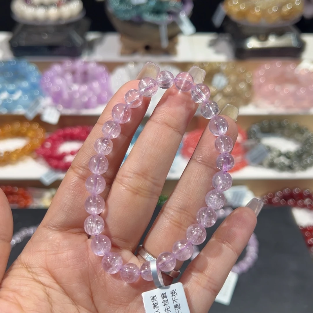 蕾***丝锂辉石紫锂辉未镶嵌宠粉高品紫锂辉7.3mm