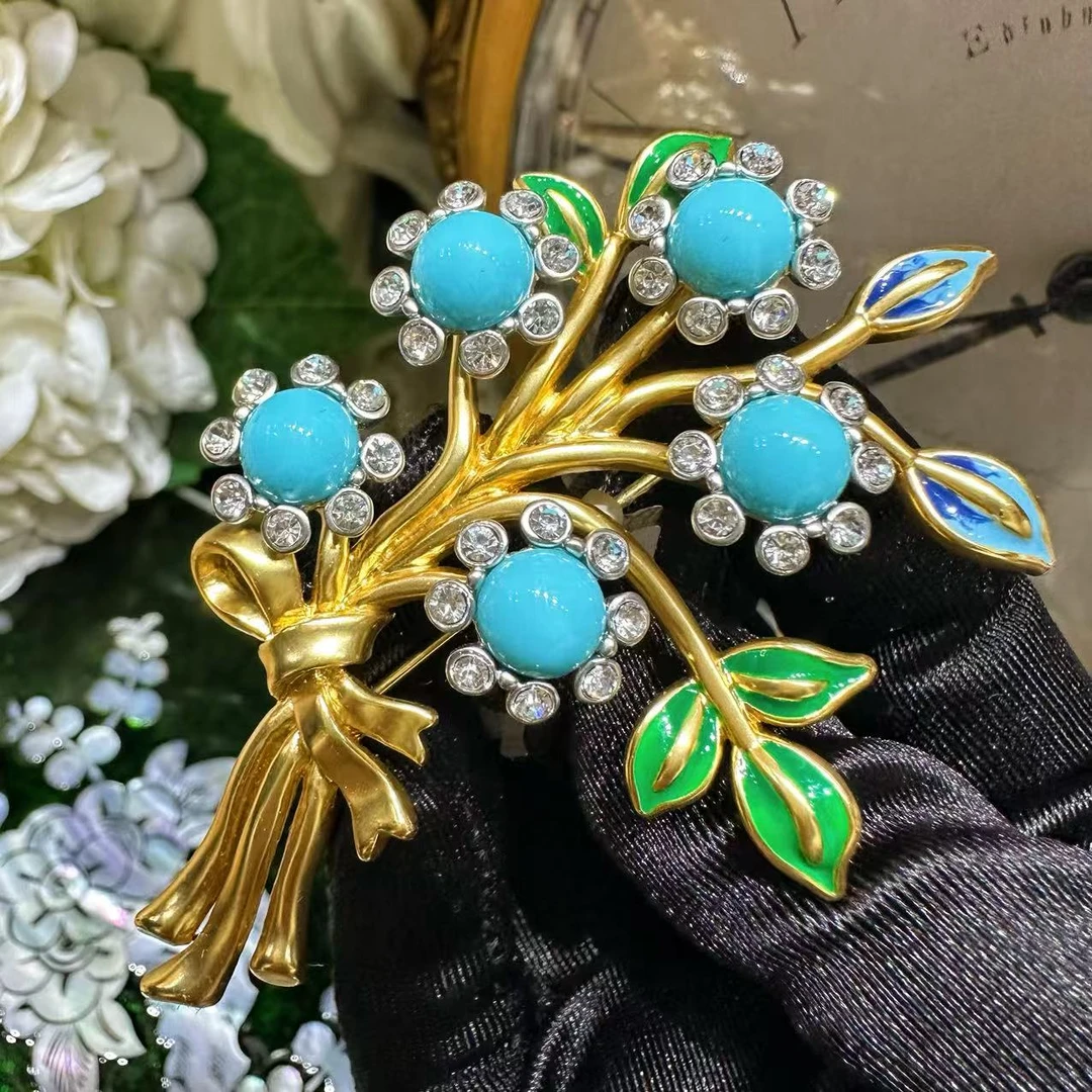 铜合金胸针 【花束 木公】A071 中古vintage 轻奢时尚复古中古胸针