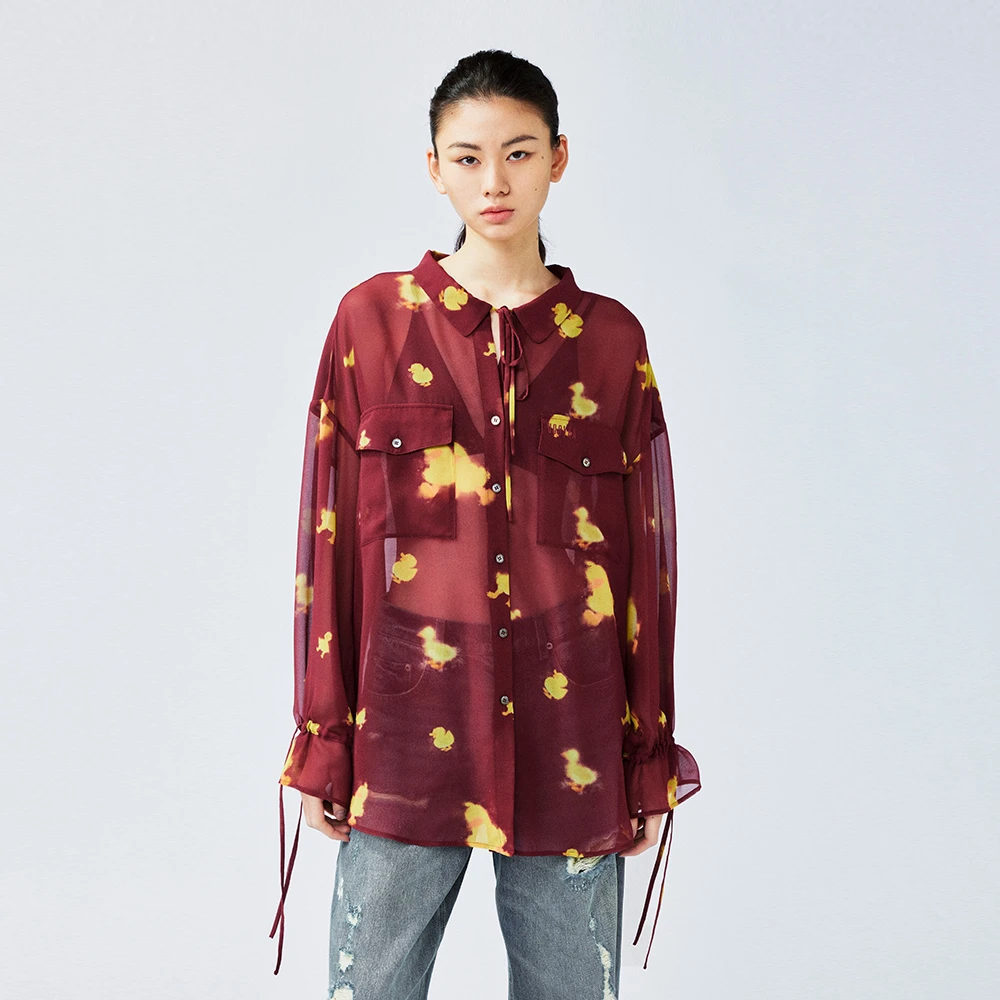 UOOYAA/乌丫2025春季新款“I”鸭工装衬衫 9182