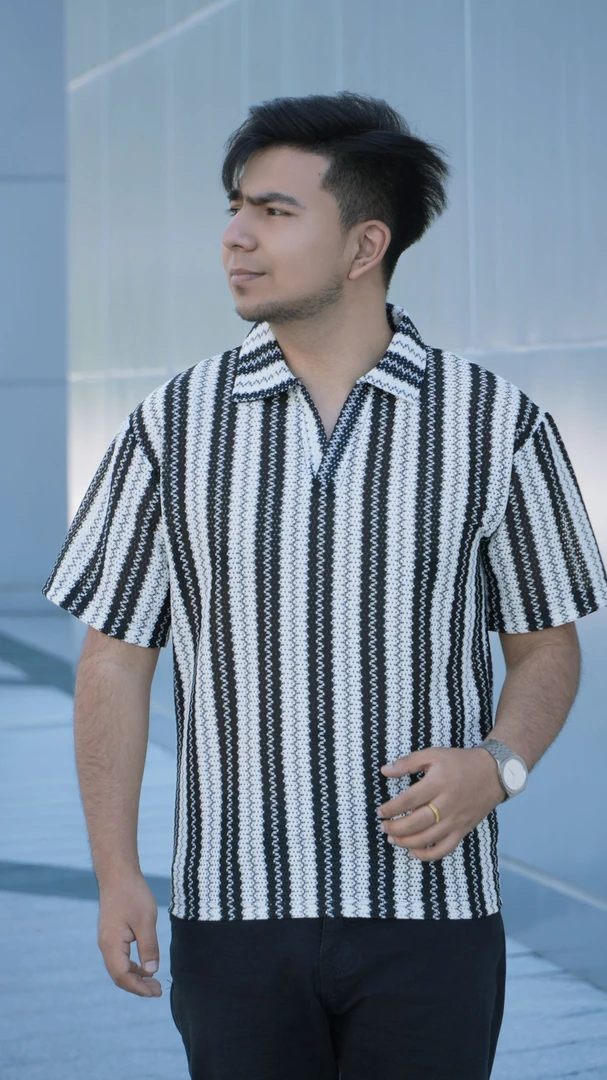 男士T恤时尚宽松半袖翻领夏季透气复古