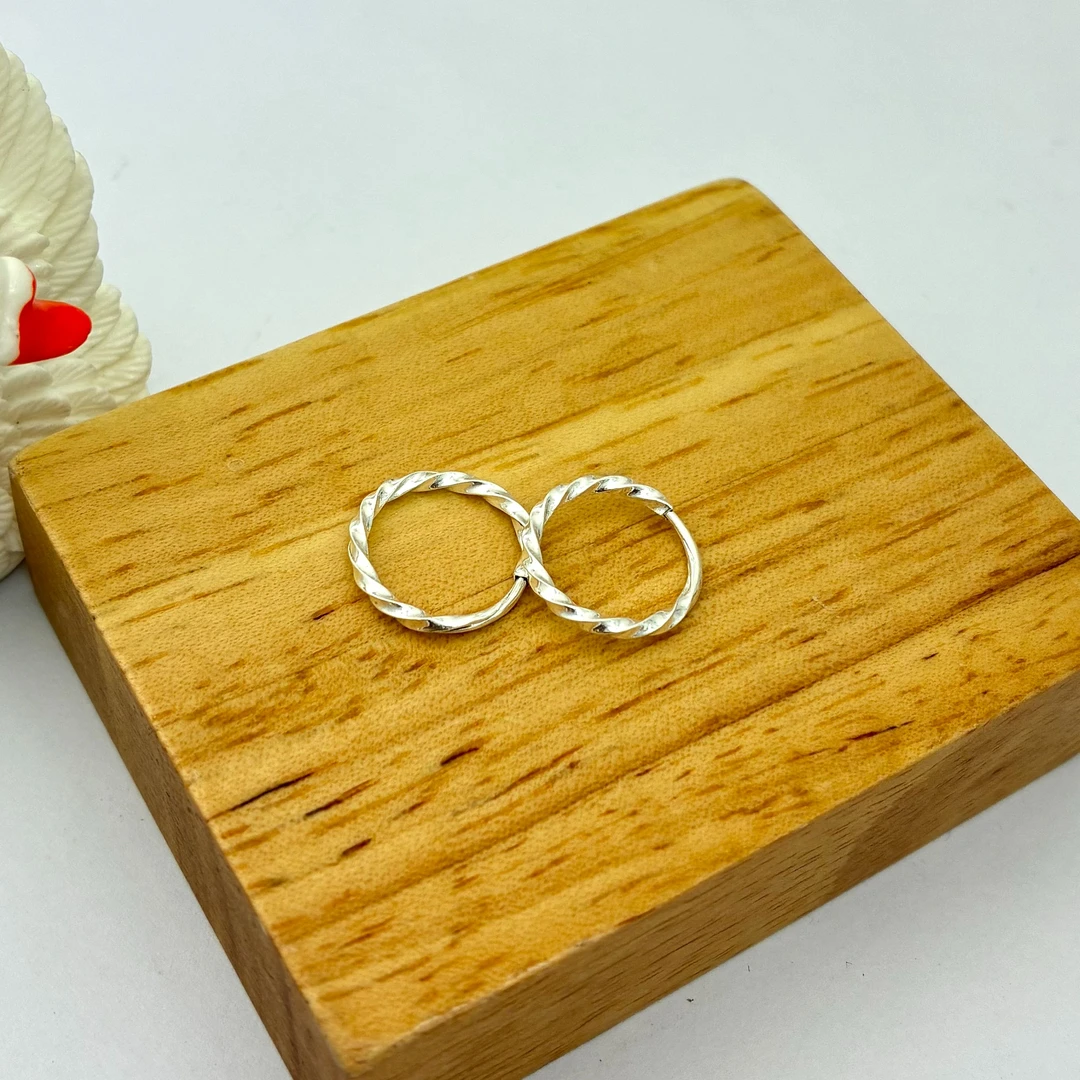 足银耳饰 足银麻花耳扣【小北质检】ZJH44Z15多样性发一