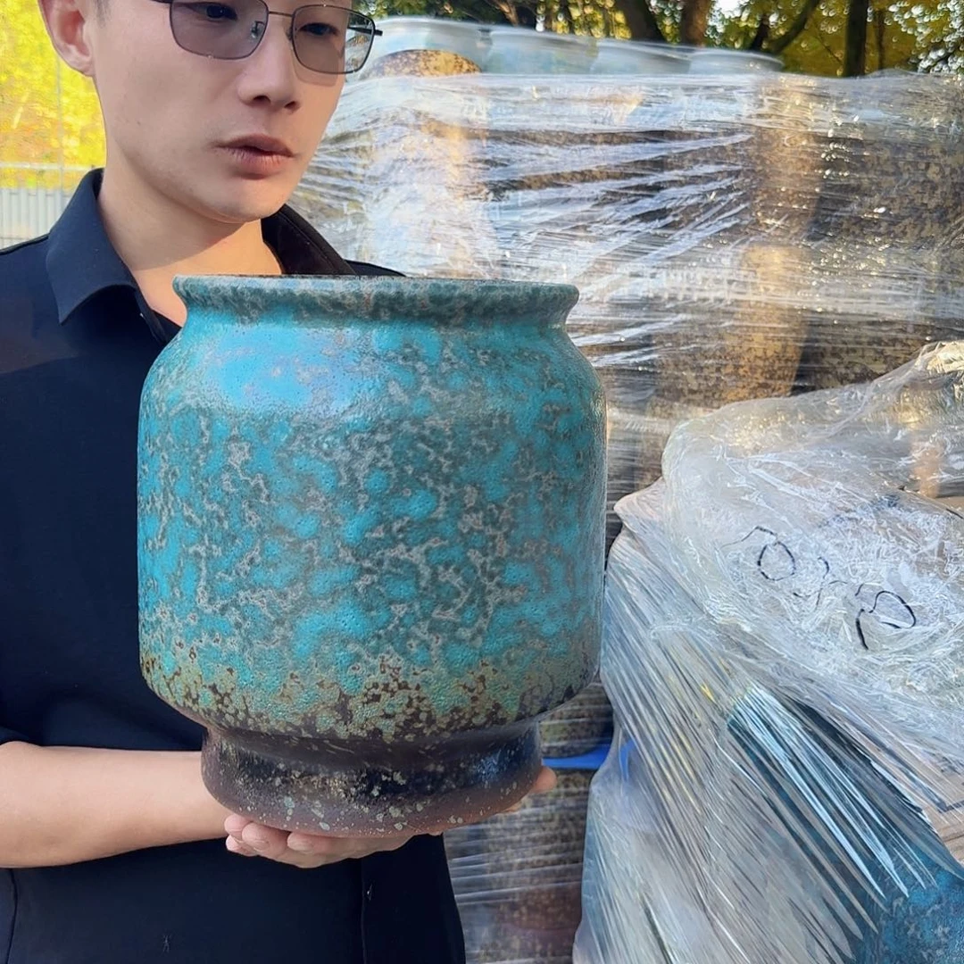 紫砂花盆口20高26（一个泡泡蓝色高货