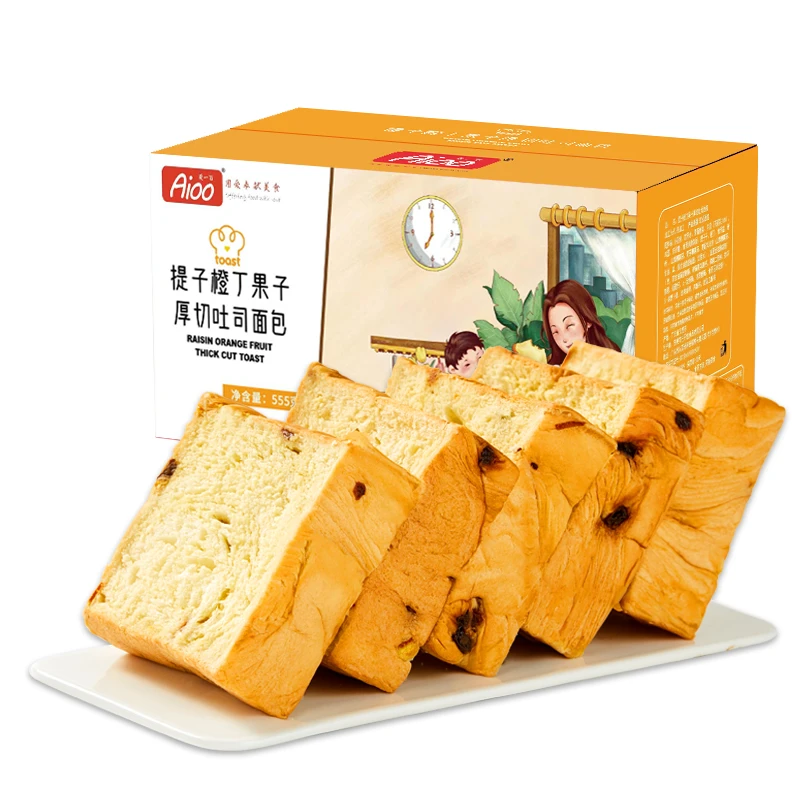 爱一百提子橙丁厚切吐司手工切片三明治整箱营养早餐手撕面包零食