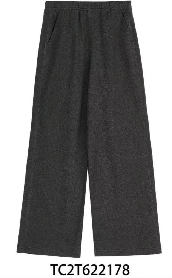 特价福利 棉羊毛混纺针织松紧腰直筒休闲裤女