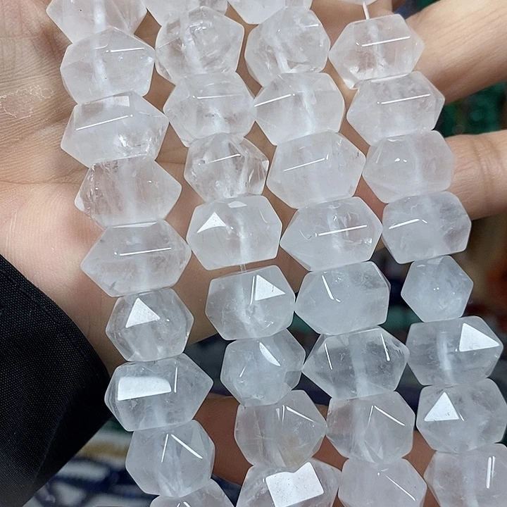 玛瑙/玉髓未镶嵌珠宝半成品天然白水晶双尖卡17-18mm20颗