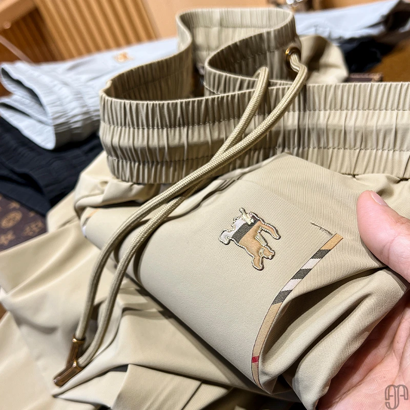 豪华版~奢侈品牌B家冰丝弹力速干运动裤子男修身休闲裤男夏季薄款