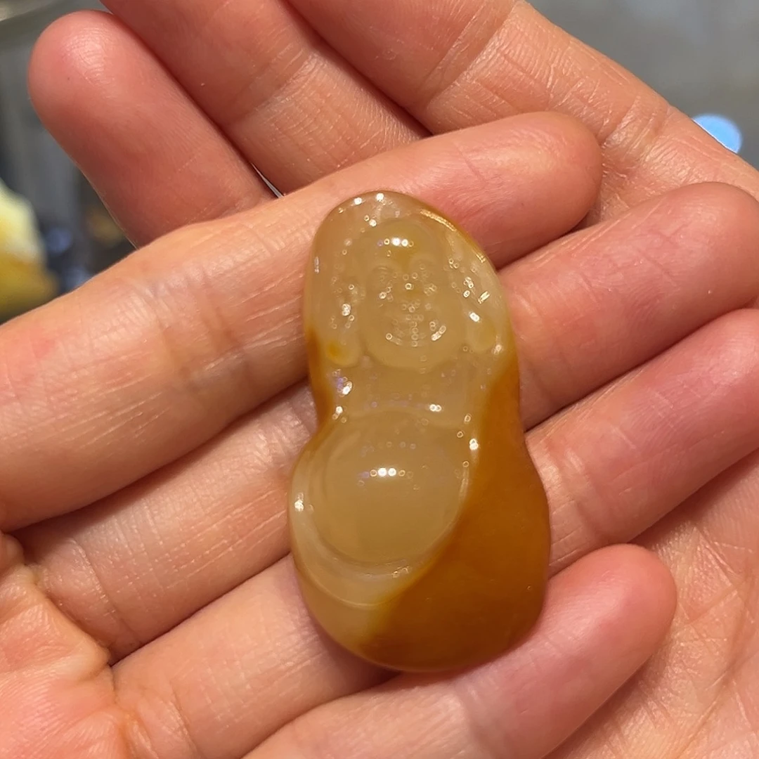 琥珀颈饰银S925镶嵌蜜蜡弥勒