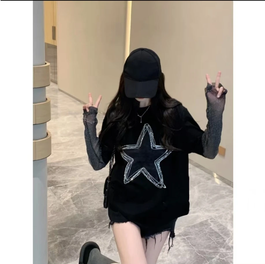 潮流女装百搭休闲时尚爆款显瘦圆领宽松短袖-1284