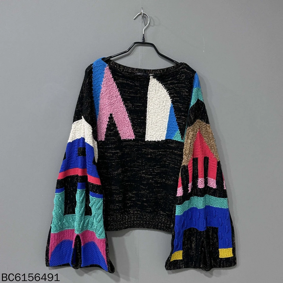 99新 Chanel/香奈儿 埃及几何图案针织毛衣/40码/56491