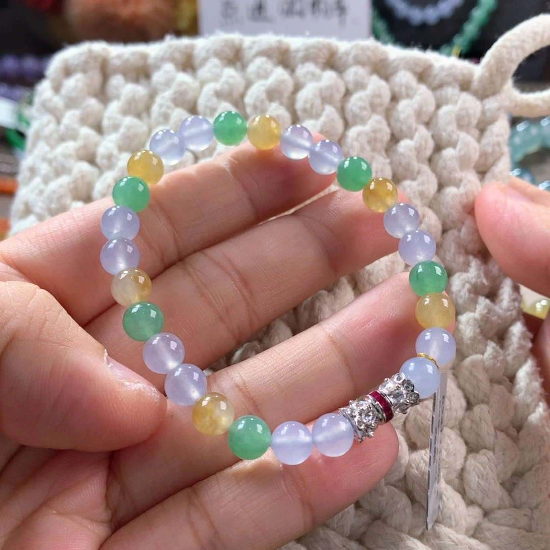 翡翠颈饰未镶嵌冰种经典福禄寿多宝手串