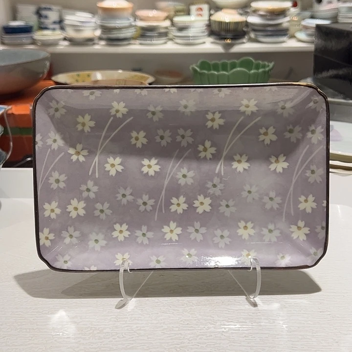 @***常瓷紫色小花花长方形盘子一个超美