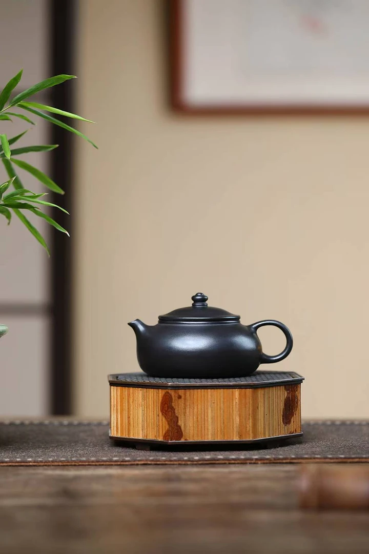 新款宜兴正宗紫砂壶原矿石黃料光素款寒江孤影家用高档泡茶壶