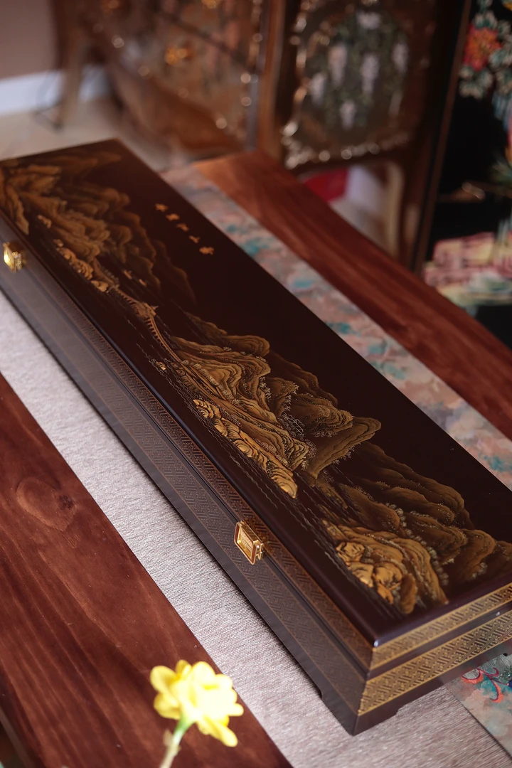 潇允饰家/漆器收纳箱/手绘箱/木质/桌面摆件