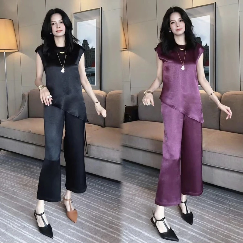 砍袖时尚套装女2025夏季新款高级感休闲洋气显瘦气质减龄两件套女