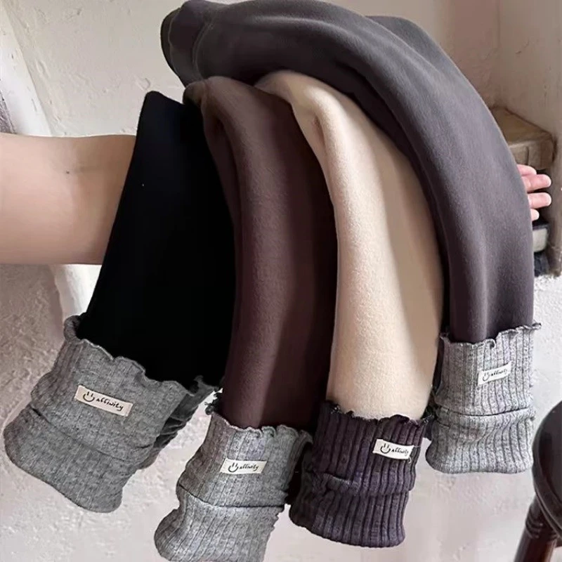 秋冬款女童加绒加厚灰色白色黑色时尚百搭打底裤女宝宝堆堆袜裤子