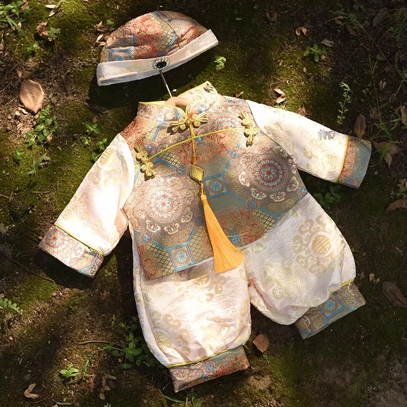 【金玉满堂】宝宝唐装男女童春秋款周岁百天高端婴儿生日薄抓周礼服