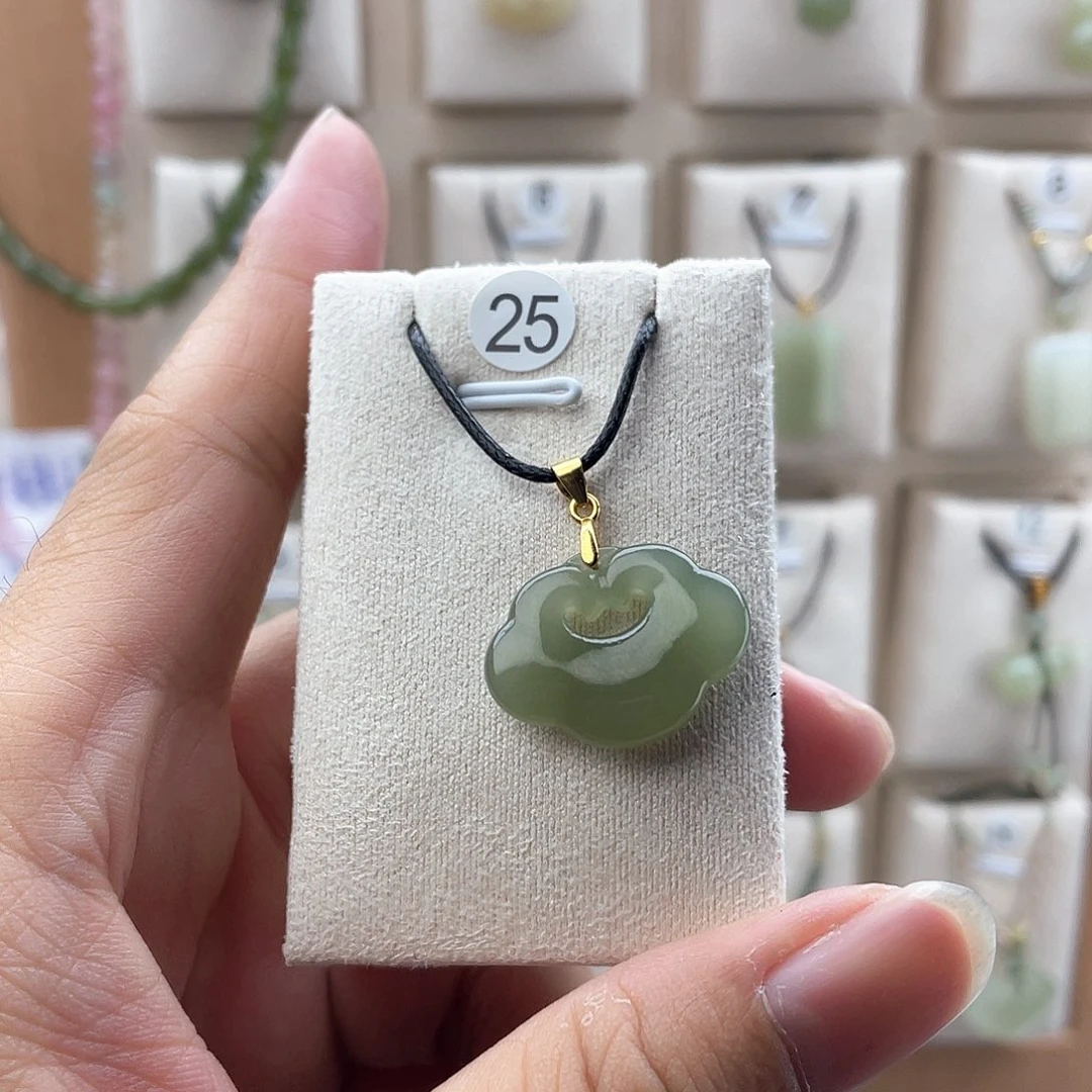 和田玉银S925镶嵌吊坠(不含链)