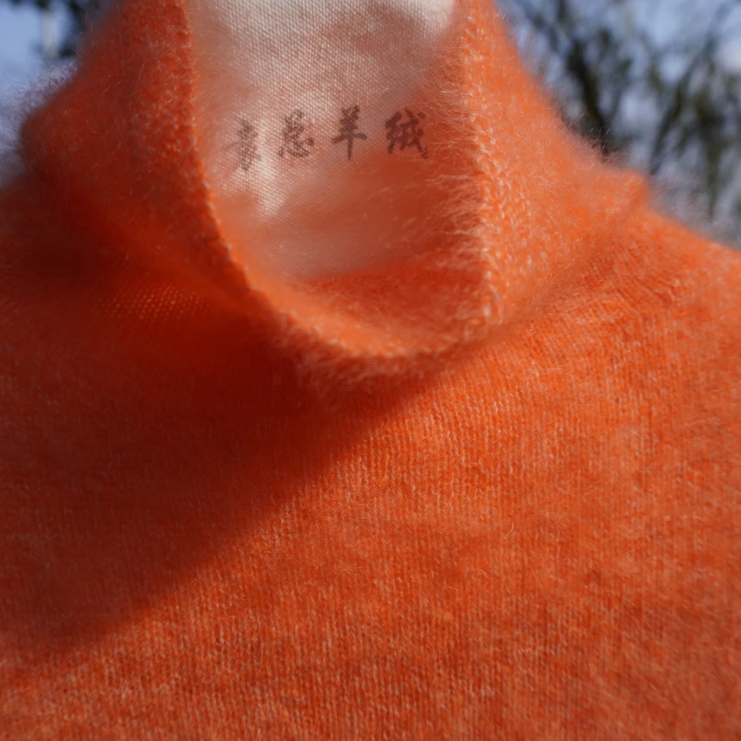 羊绒拉毛花纱康赛妮堆堆领加厚秋冬洋气打底百搭花纱高领时尚