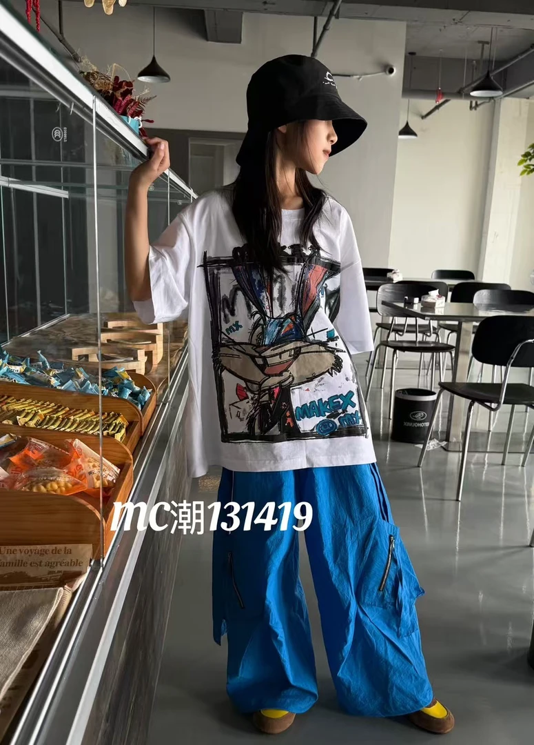 【痞帅白色】蒙蒙潮童2025夏款卡通可爱型男女童中大童短袖