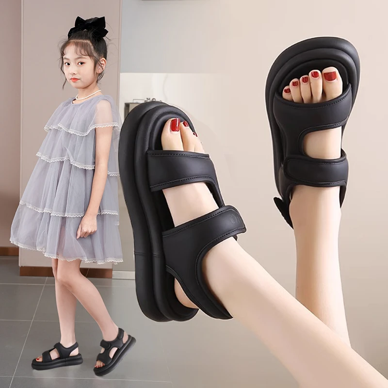 女童凉鞋2025夏季新款儿童时尚洋气公主鞋大童女孩软底学生沙滩鞋