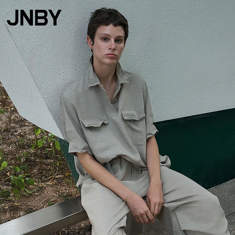 【商场同款】JNBY/江南布衣25夏新品衬衫中袖直筒衬衫领5P4214350