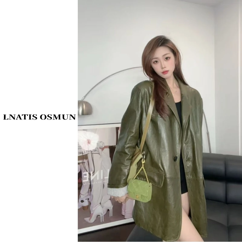 LNATIS OSMUN "时光"52037意大利进口冷翡翠油蜡双色西装外套