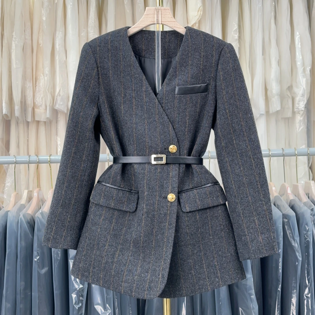 【RG3488】2025年秋冬新款时尚气质百搭减龄显瘦风衣外套