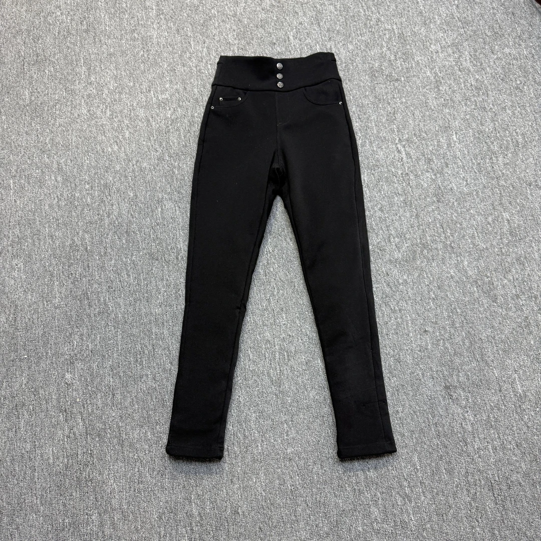 JW/静稳2024冬季新品时尚休闲女款保暖黑色鹅绒裤8885389