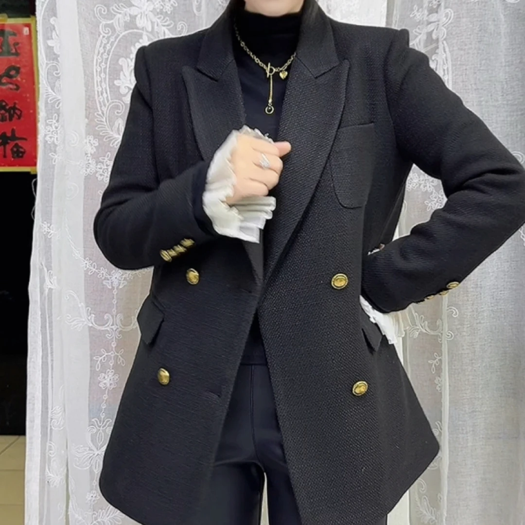 四粒扣直板加棉毛呢外套