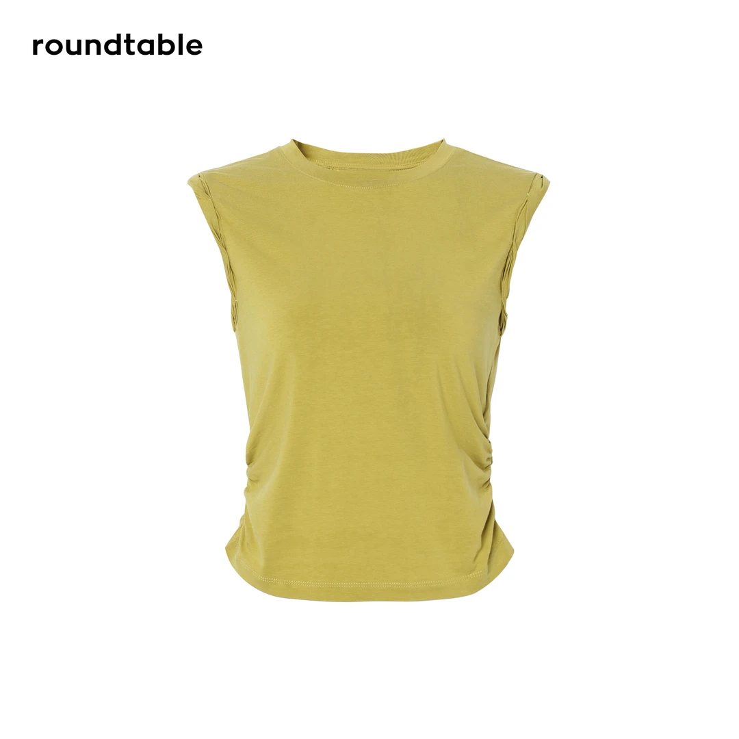 时尚女士青柠雾语百搭圆领无袖T恤运动针织户外休闲FGS3207080