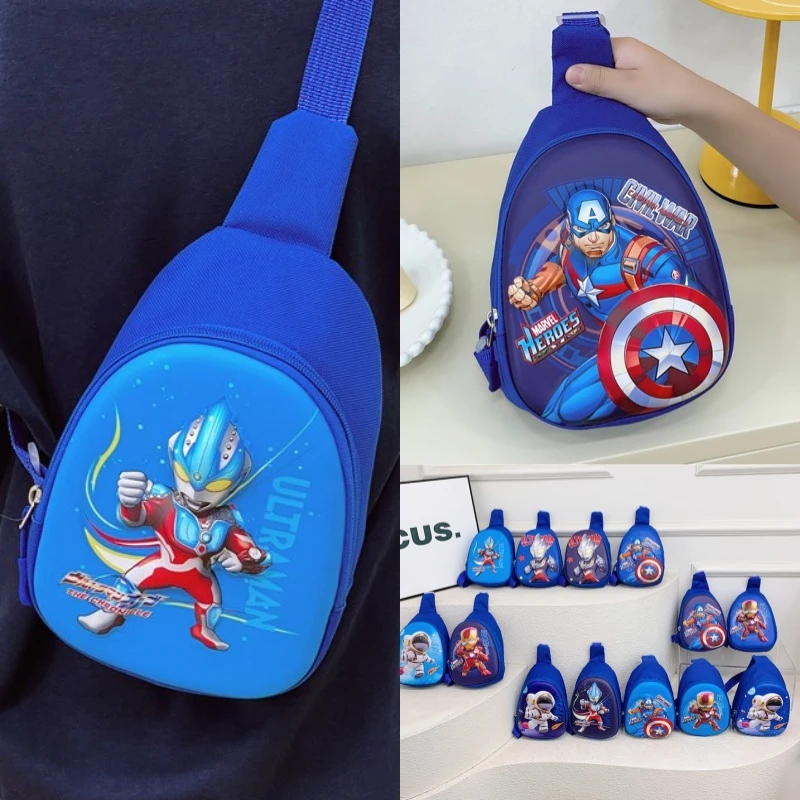 儿童卡通斜挎包男孩奥特曼旅游小包小学生出游胸包钢铁侠轻便背包