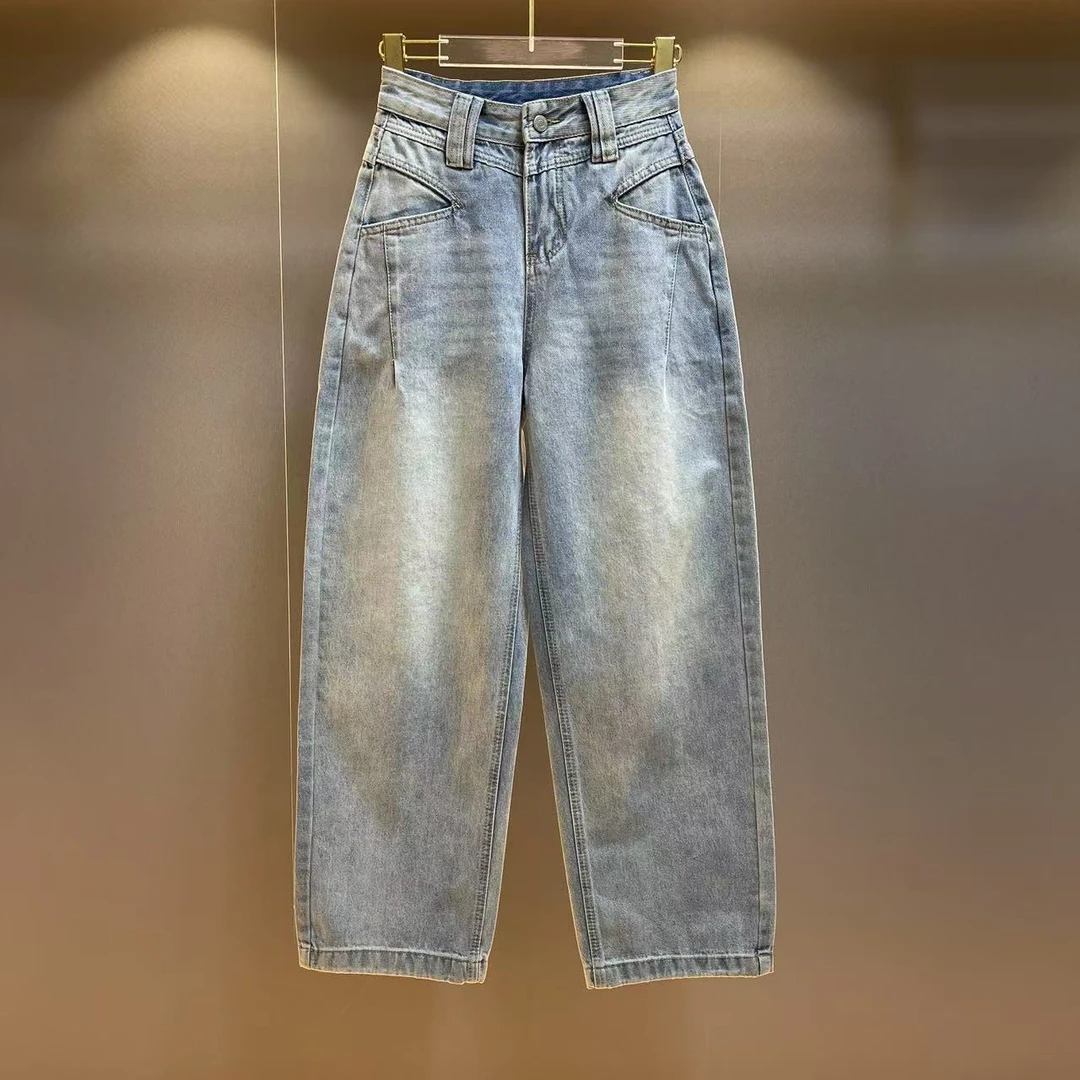 【NN+】休闲宽松时尚百搭潮流弯刀牛仔裤