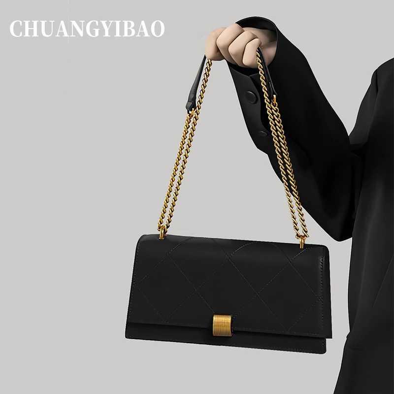 菱格链条包包女2025新款轻奢单肩腋下包高级质感时尚斜挎小方包