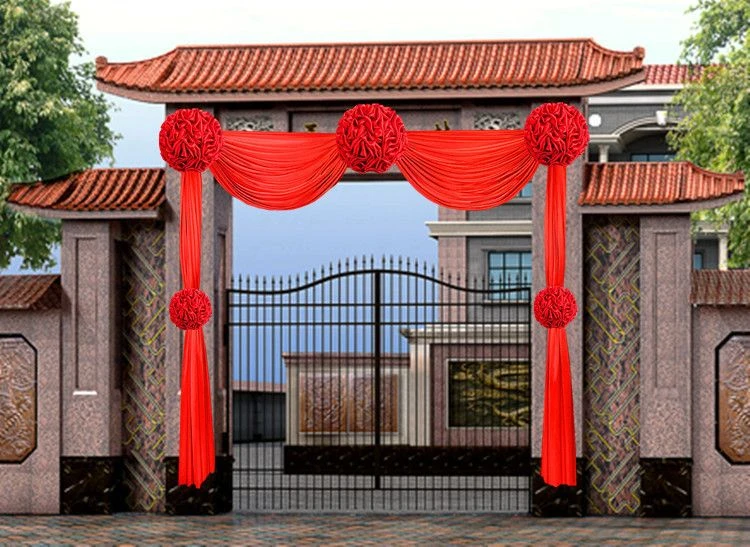 结婚乔迁装饰大红花球绸缎红布门头庭院阳台喜庆绣球