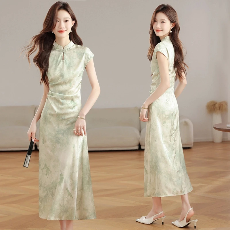 新中式国风改良旗袍连衣裙女装2025夏季新款复古气质中长款裙子