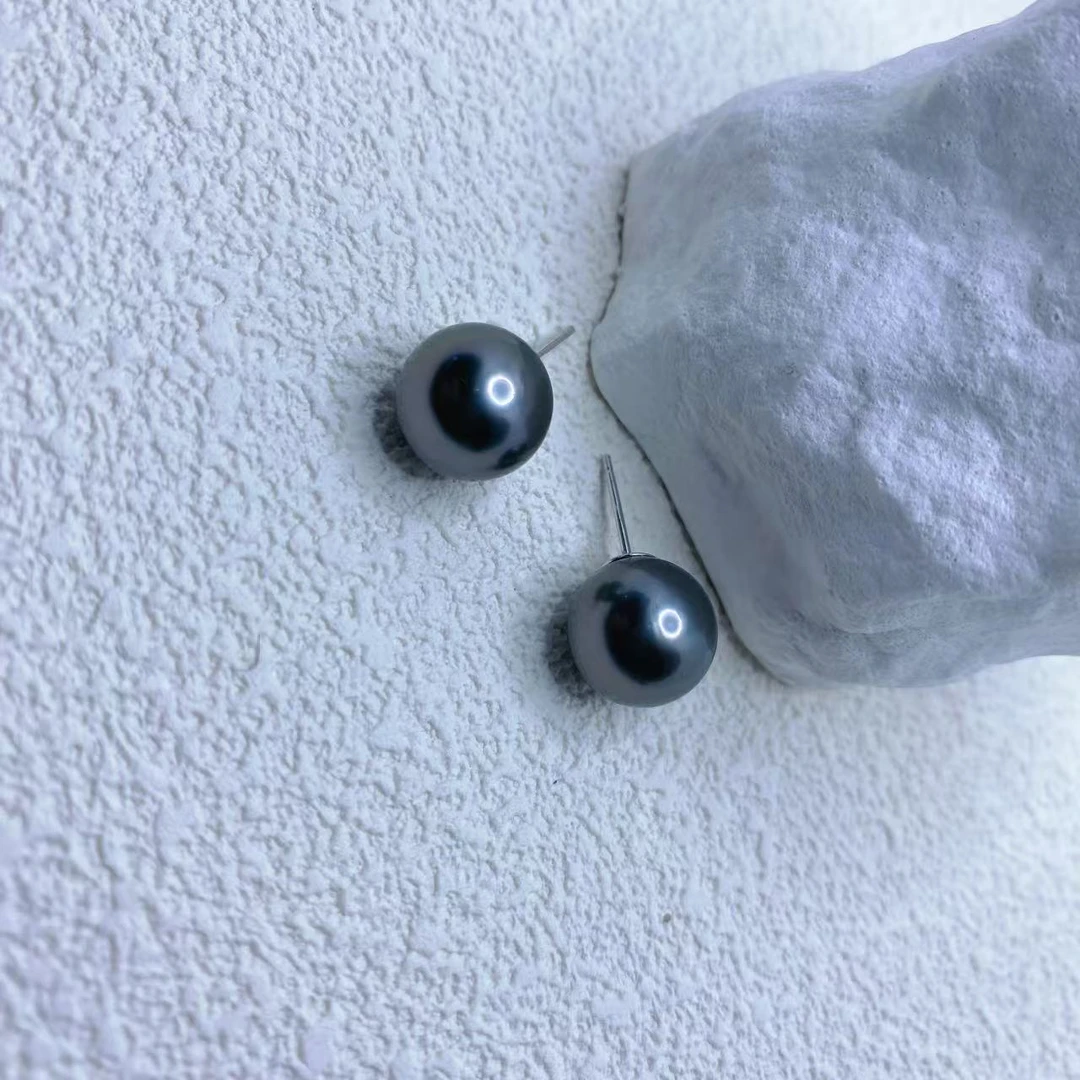 【梦泪珍珠】S925银极光炫彩海洋之星海水大溪地珍珠耳钉12-13MM