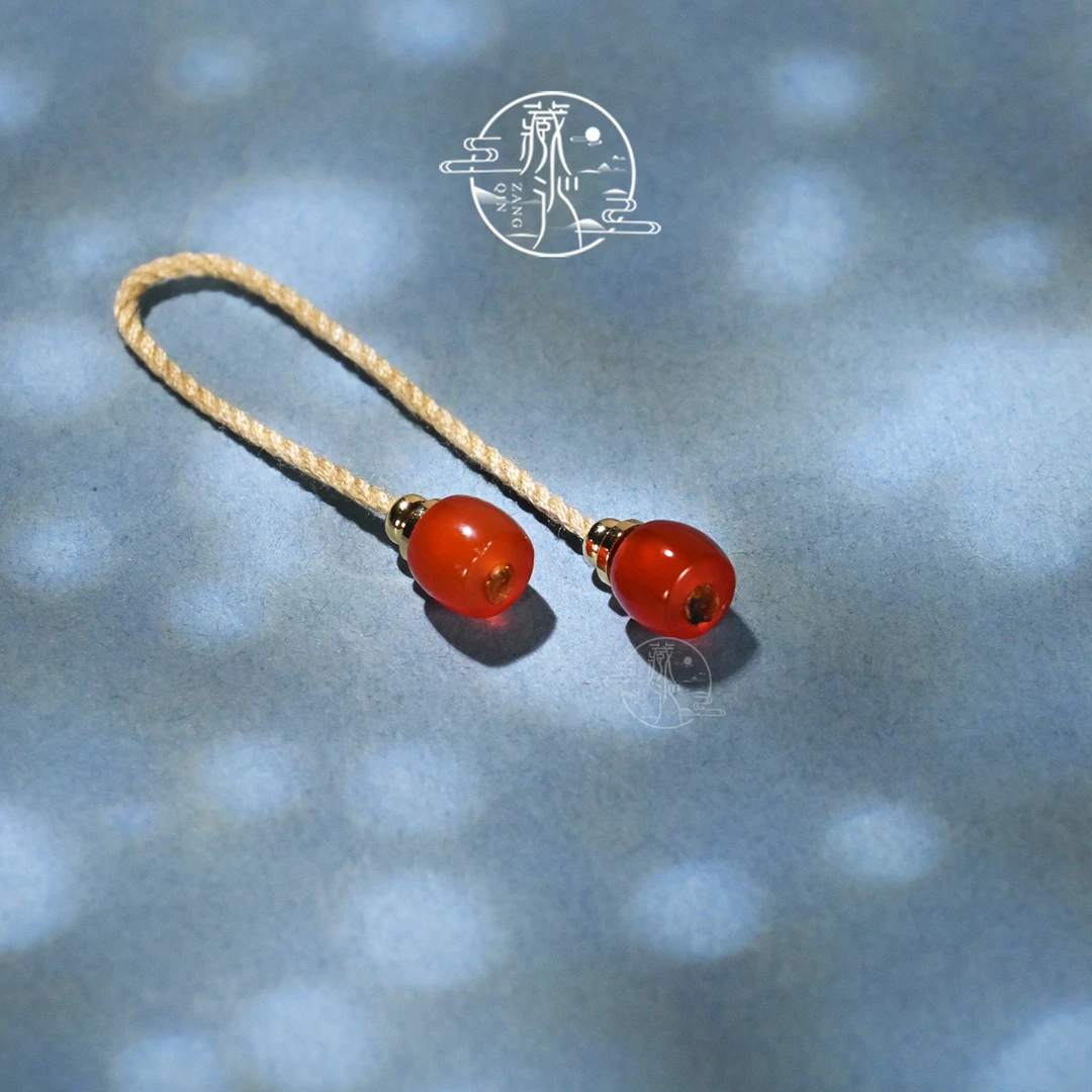 6MM红玛瑙直切弟子珠一对文玩星月108手串DIY配饰三通配珠弟子珠