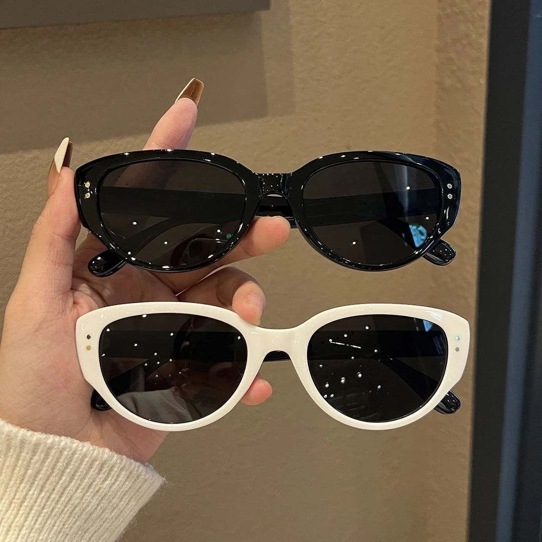 复古猫眼防紫外线太阳眼镜女高级感ins网红椭圆百搭护眼墨镜男潮
