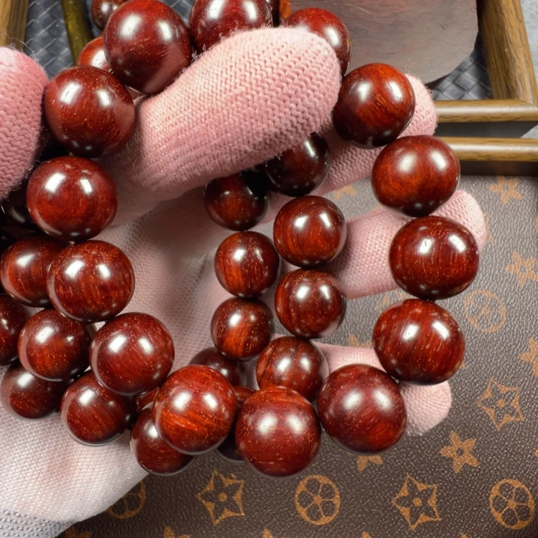 小叶紫檀手串/手链1.6帝王级果冻泥鱼鳞底金星圆珠