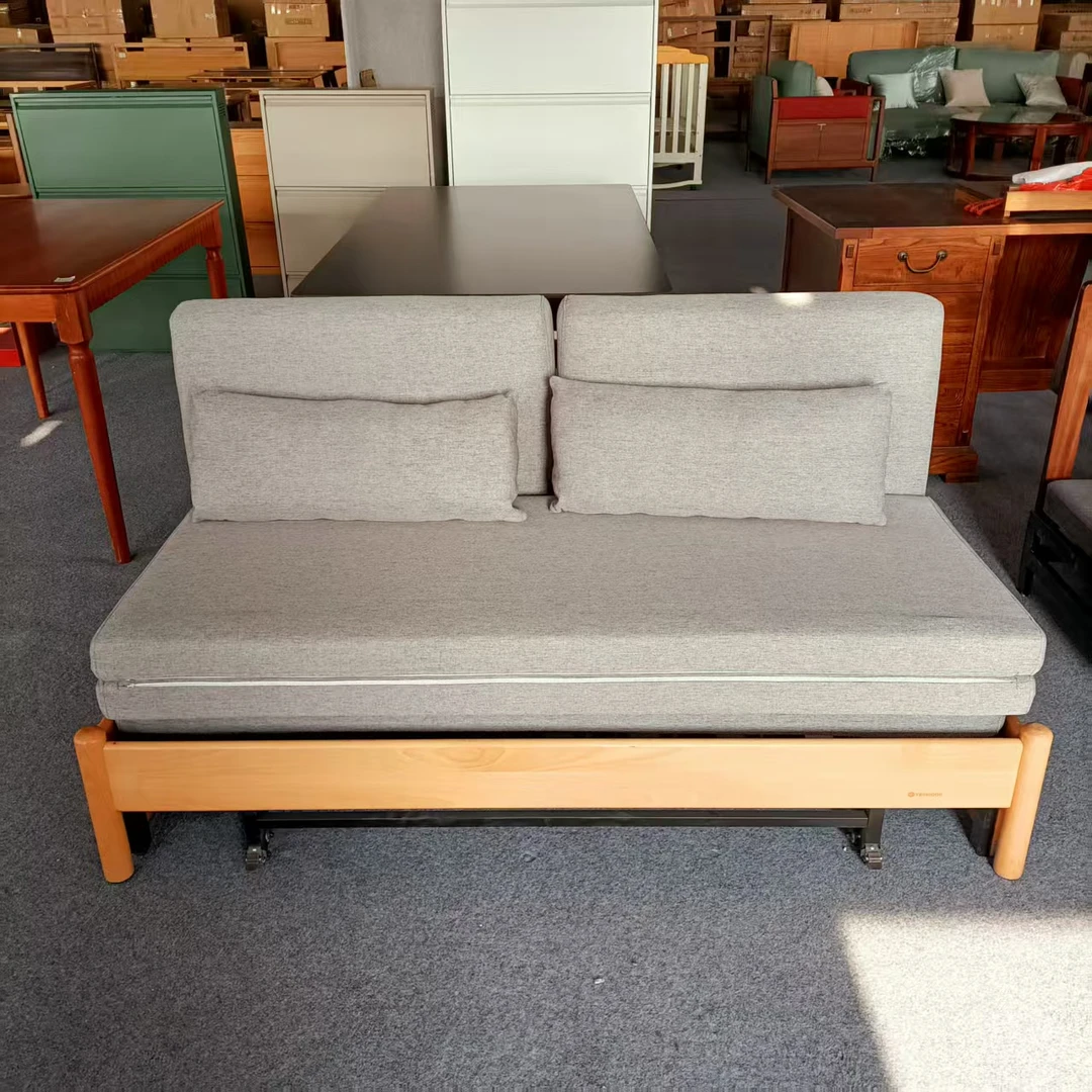 （1550*（838*1970*770mm））微瑕榉木沙发床框架大单人床原木色两用