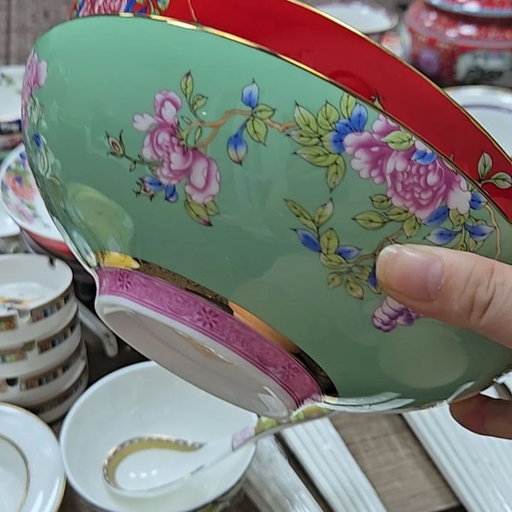 瓷片微瑕珐琅彩8.5寸2个深盘6666