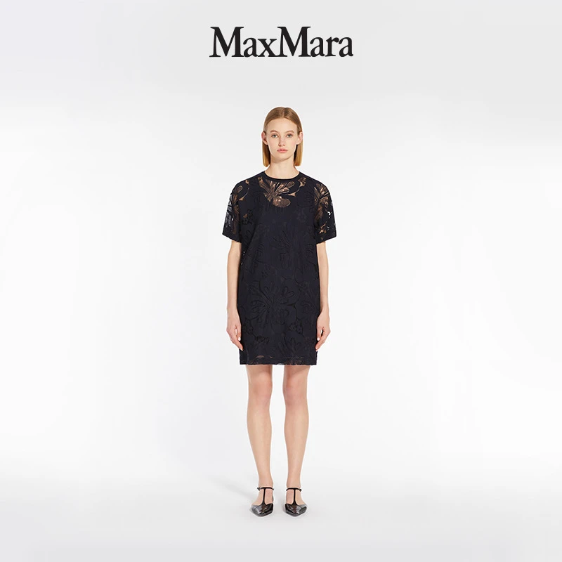 MaxMara 2025早春新品女装蕾丝短袖连衣裙6621015106